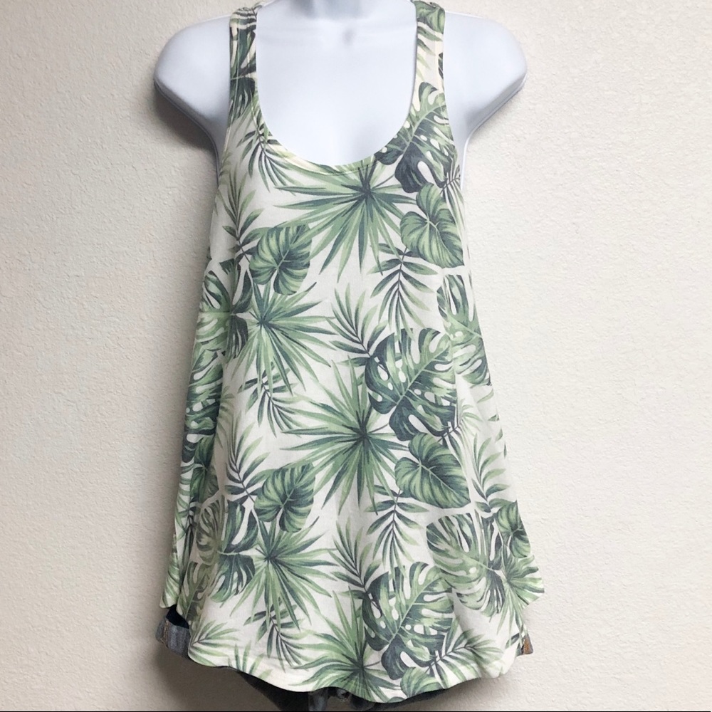 Tropical Leaf Print Tank Top